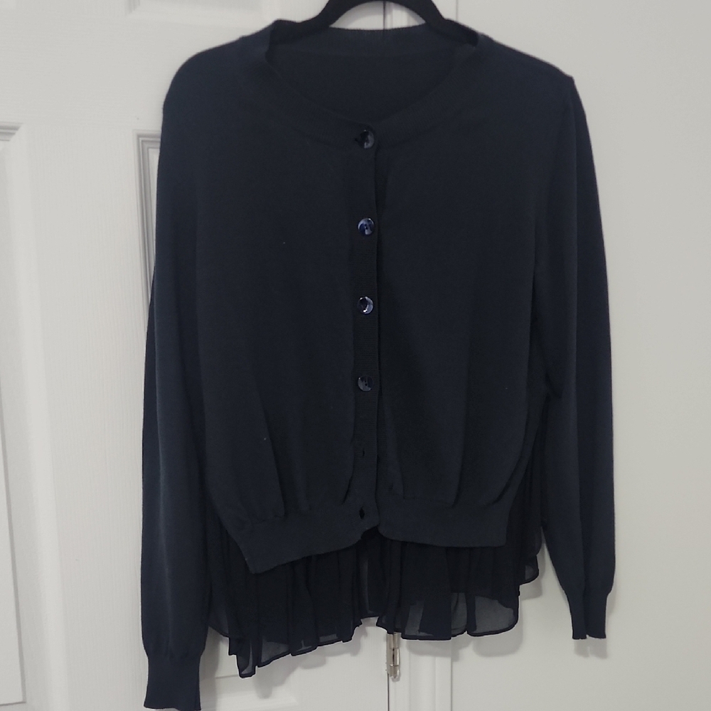 VICOLO Ruffle Cardigan Sweater